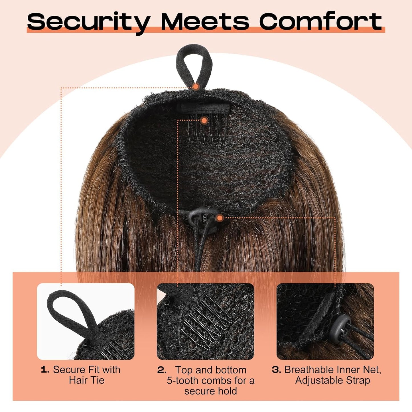 Versatile Drawstring Female Long Straight Hair Wig Ponytail