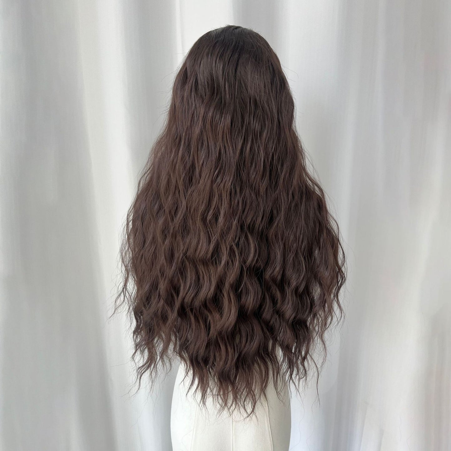 Brown Hand Crochet Forehead Lace Female Comic Long Straight Wig