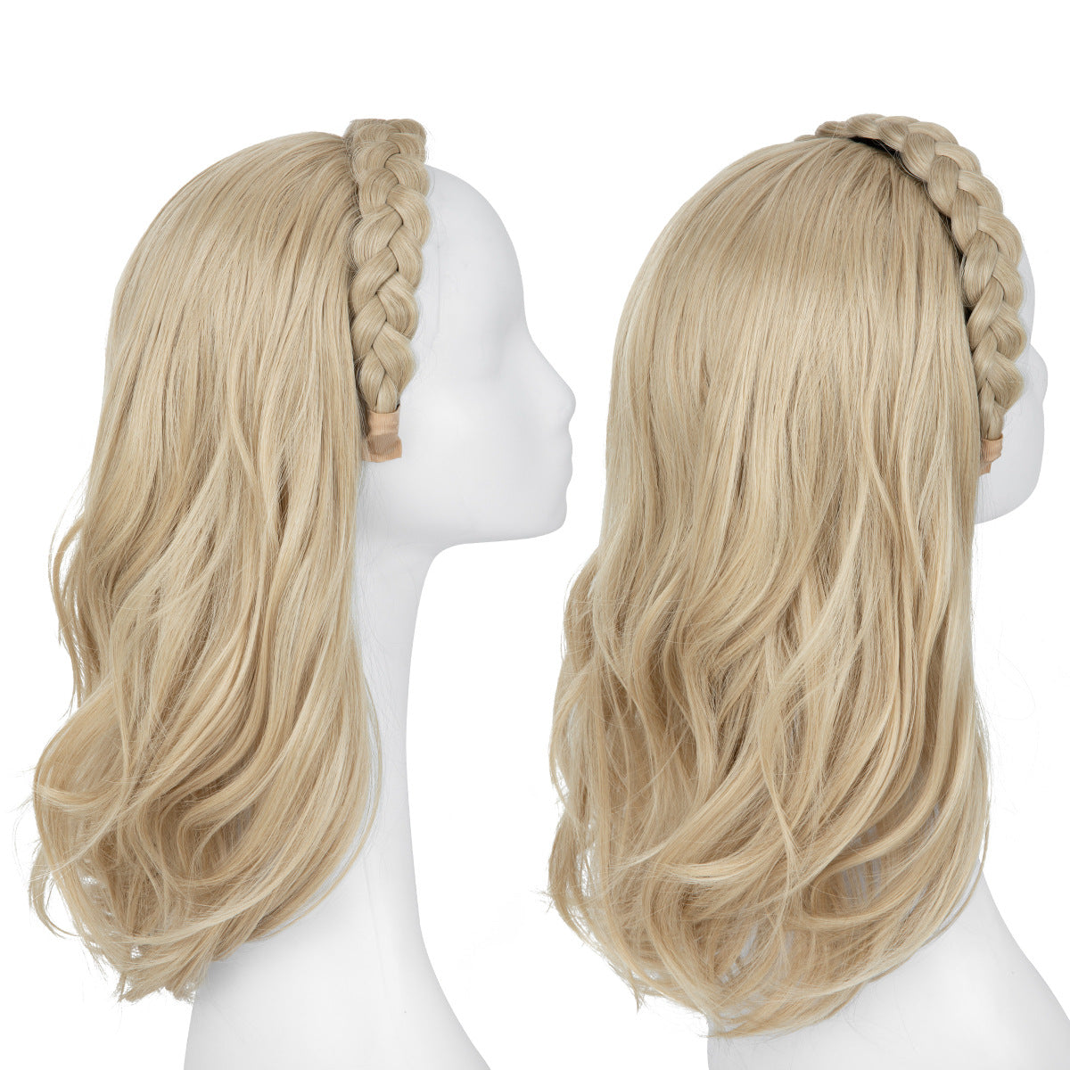 Plaits Headband One-piece Hair Replacement Curly Wig Long Curls