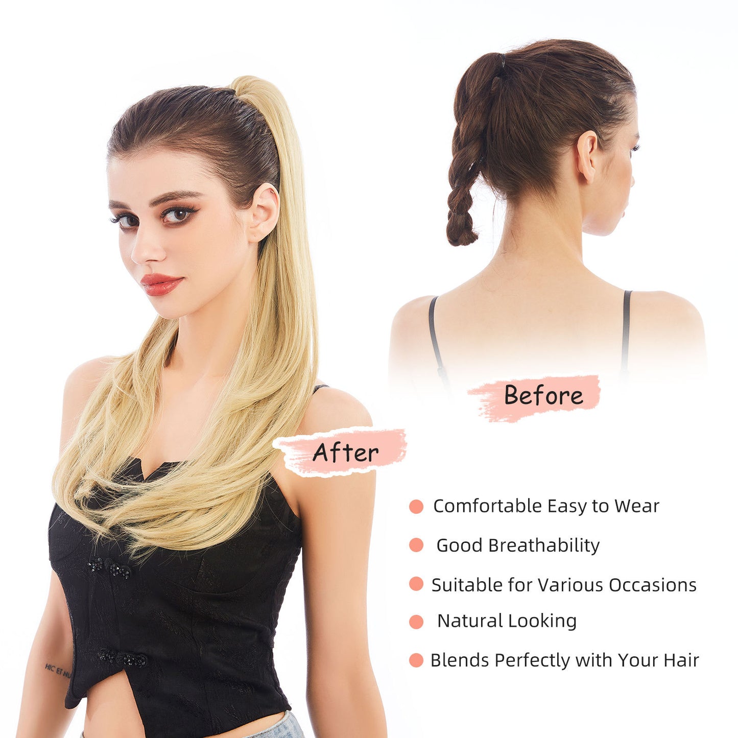 Mid-length Fiber Jaws Clamp Grip High Female Lazy Wig Ponytail