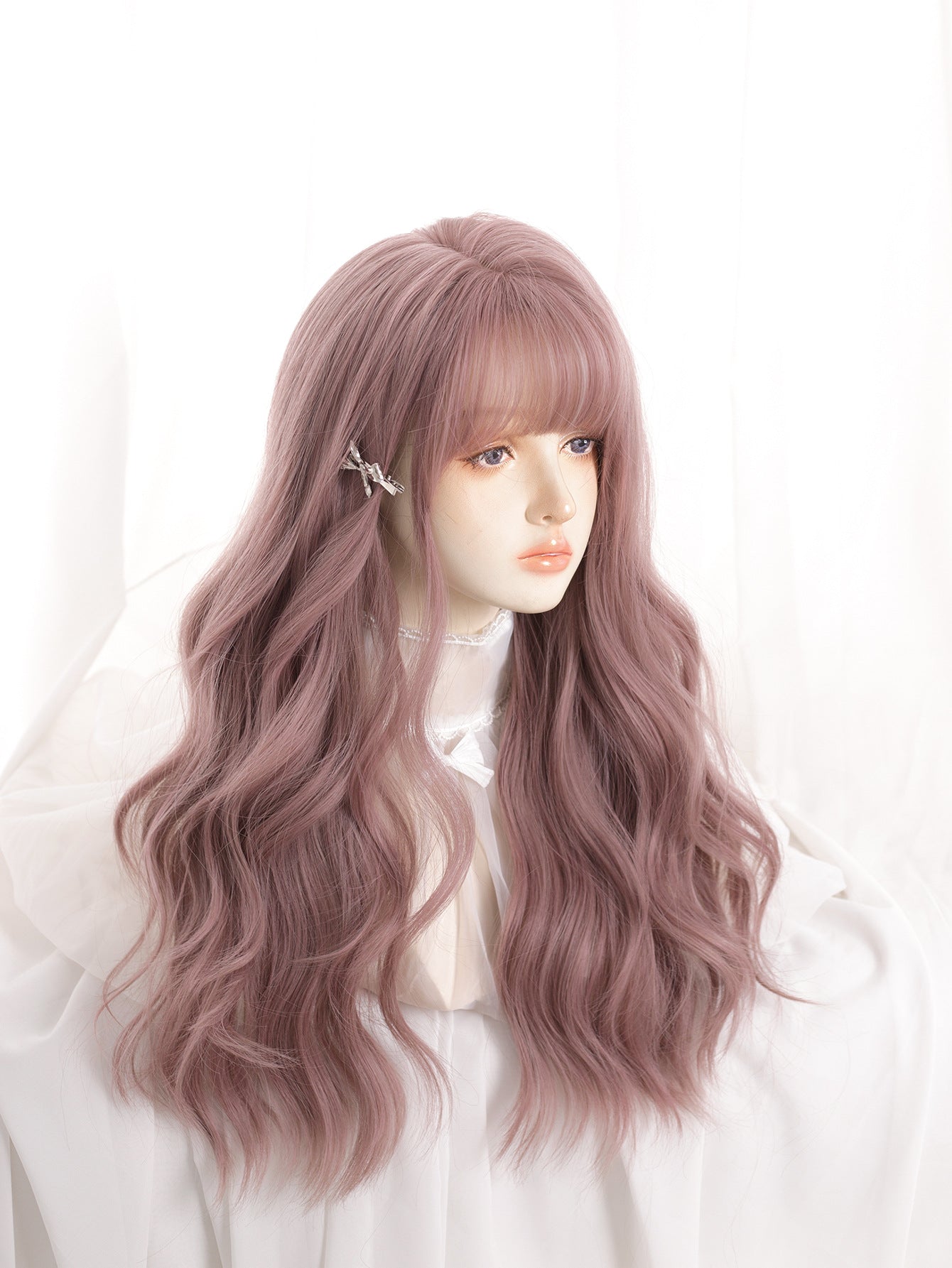 Female Hair Pink Curly Natural Realistic Wig Long Curls