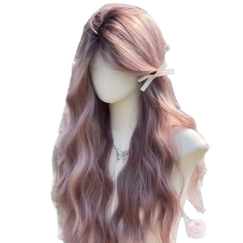 Hair Middle Parted Bangs Water Wave Slightly Curly Wig Long Curls