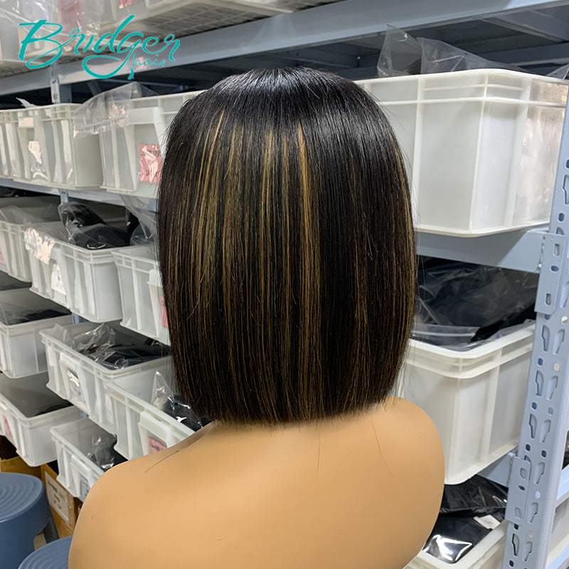 Sdd Bone Straight Bob Color Human Real Hair Wig