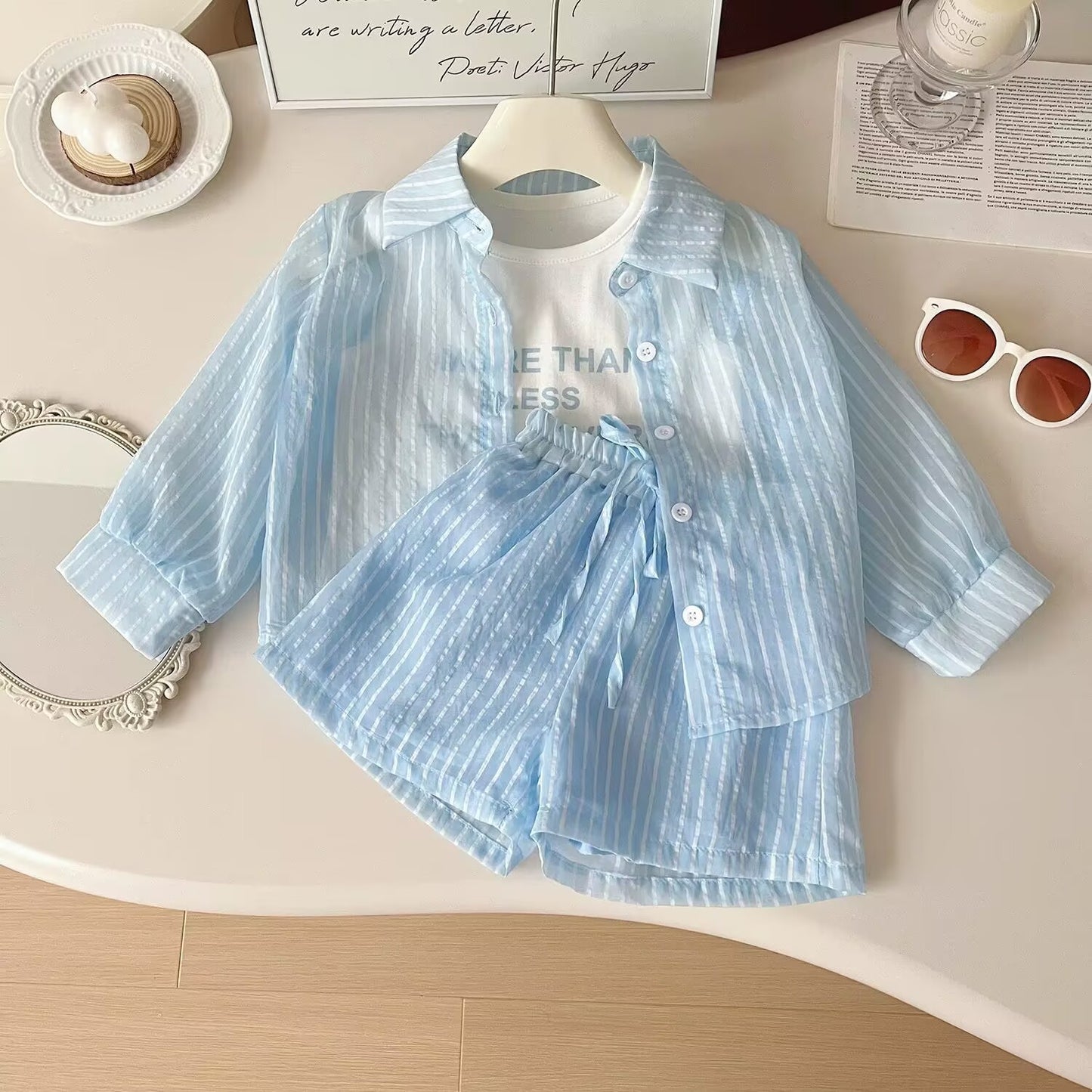 Summer Korean Style Clothing Long Sleeve Children's Suit