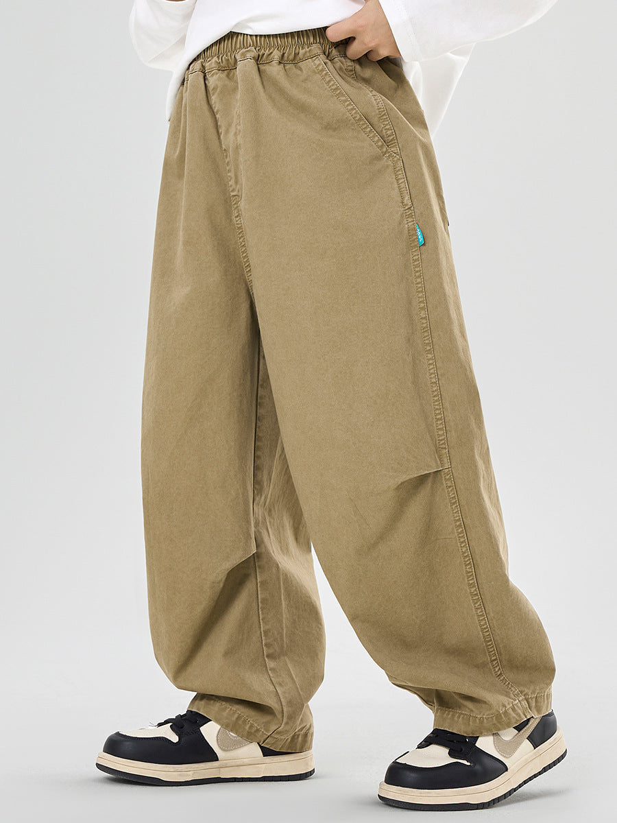 Cotton Trousers Spring Medium Big Loose Straight Children's Pants