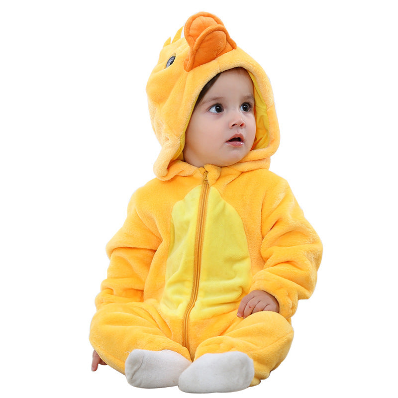 Infant Flannel Animal Performance Wear Cartoon Jumpsuit, Climbing Suit