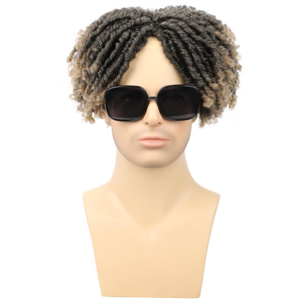 Fiber Small Roll Black African Dreadlocks Men's Wig