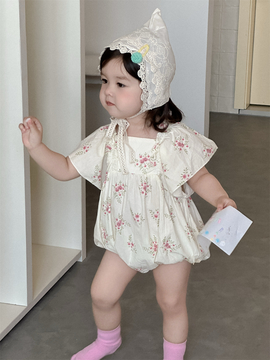 Children's Flower Jumpsuit Summer Clothes Thin Korean Style Clothing Jumpsuit, Climbing Suit