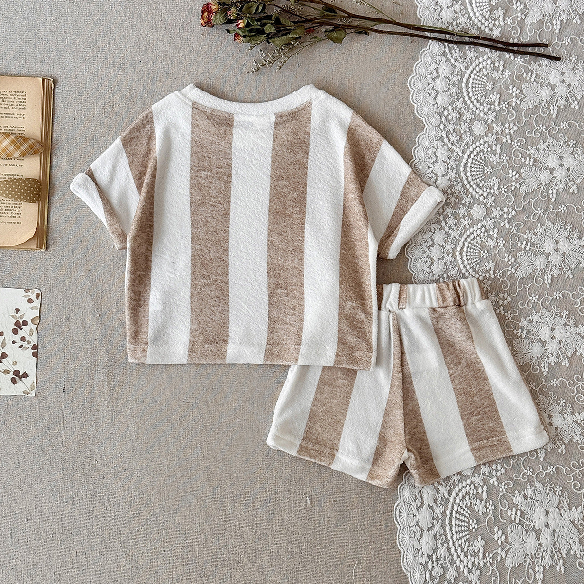 Children's Summer Vertical Stripes Short Sleeve Boys Children's Suit