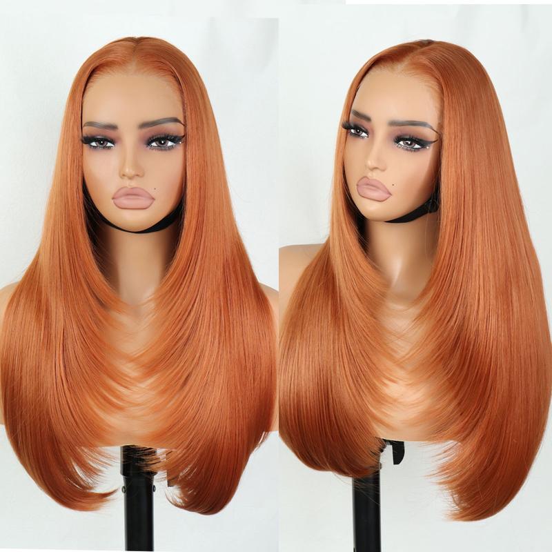 Hand-woven Black Mid-length Hair Daily Full Type Fiber Head Long Straight Wig