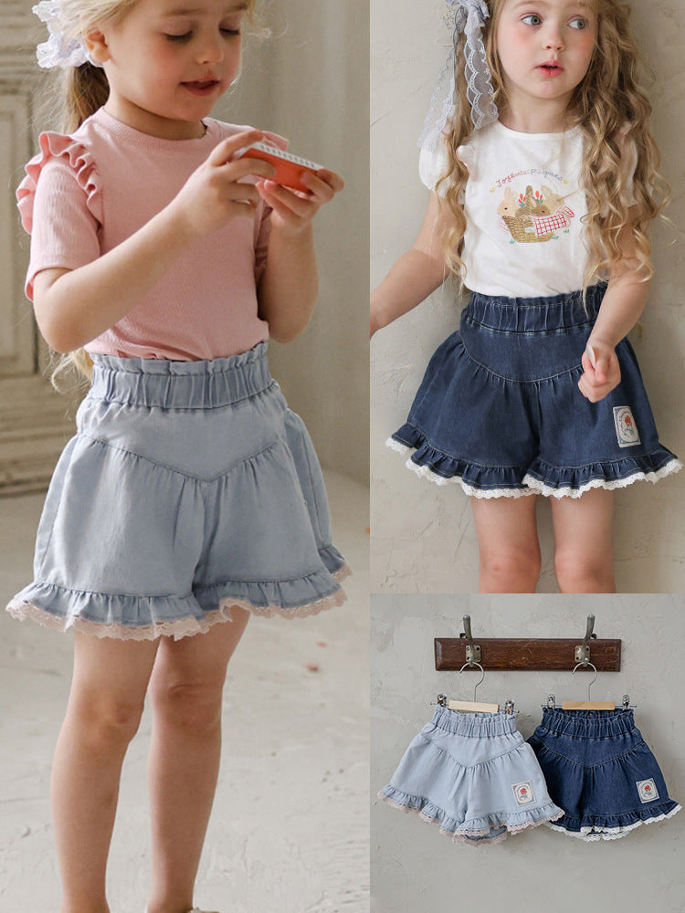 Strawberry Shan Western Style Lace Printing Children's Pants