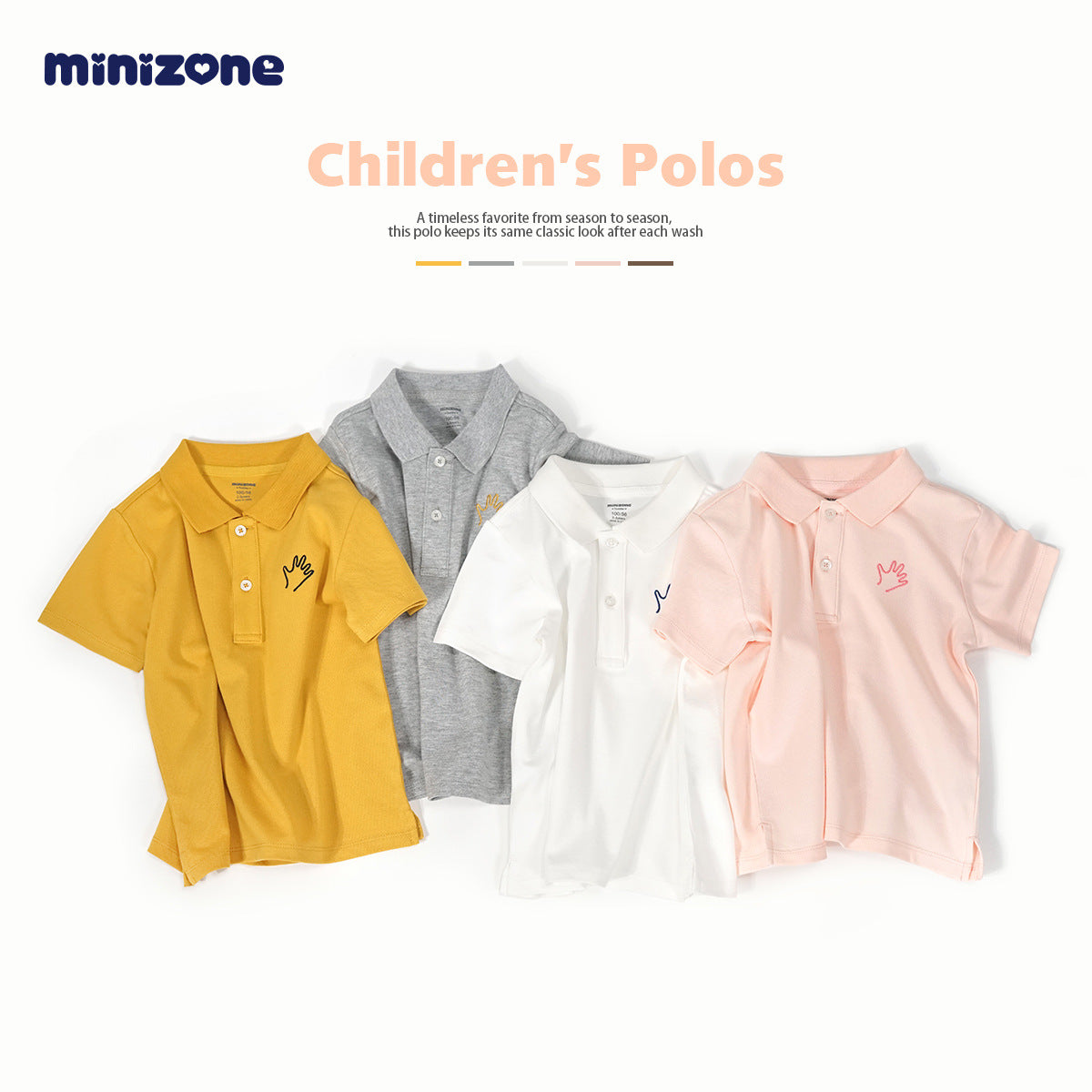 Children's Shirt Autumn Solid Color Polo Collar Comfortable Children's T-shirt