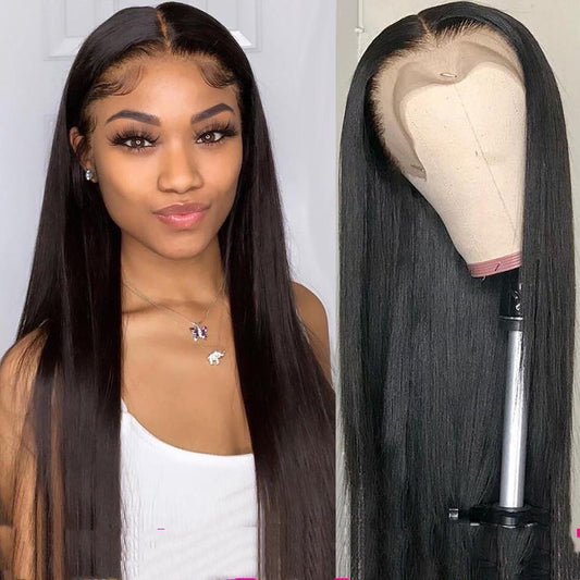 Front Lace Natural Realistic Daily Use Black Long Straight Wig