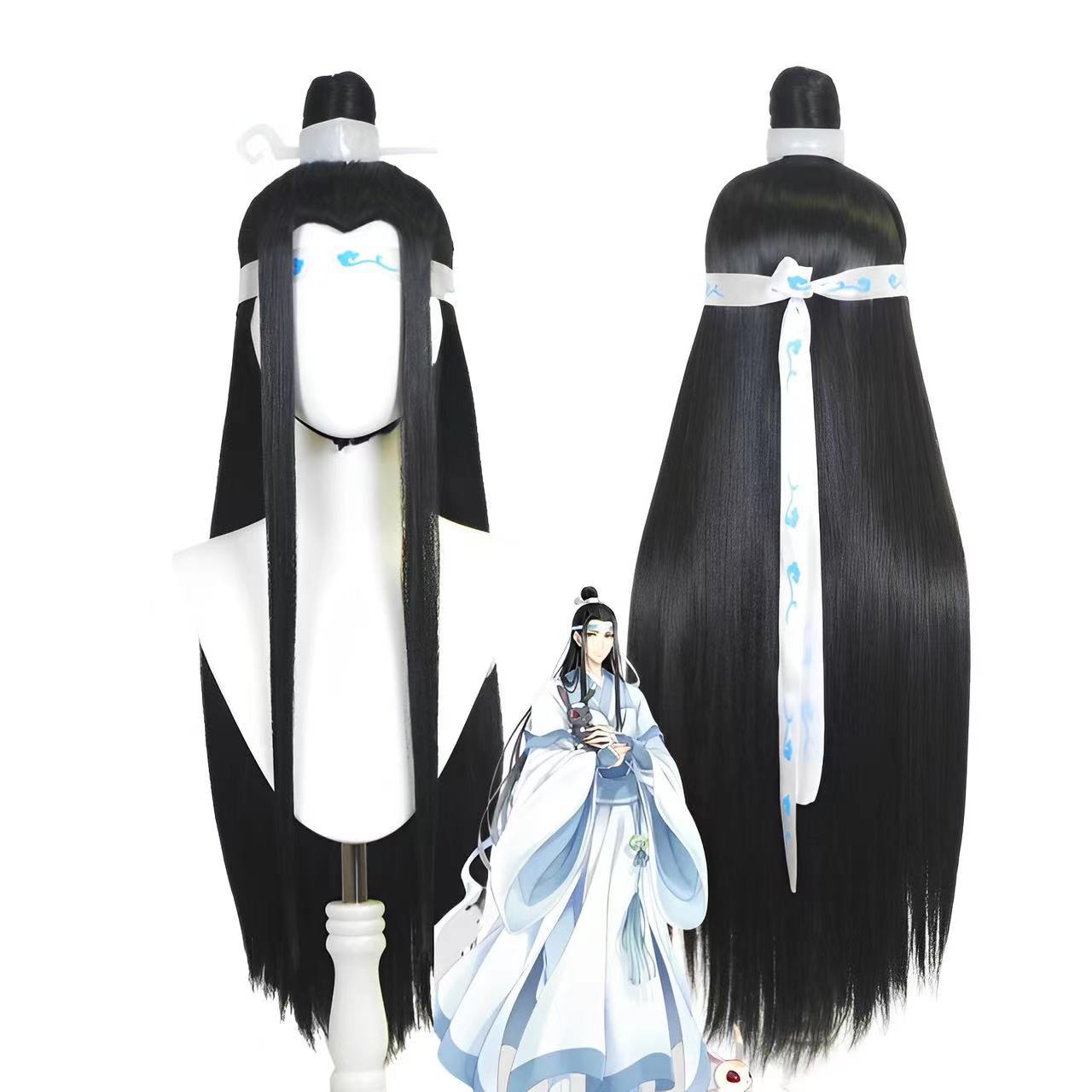 Wang Ji Ancient Costume Hero Style Black Beauty Pointed Hair Cos Wig