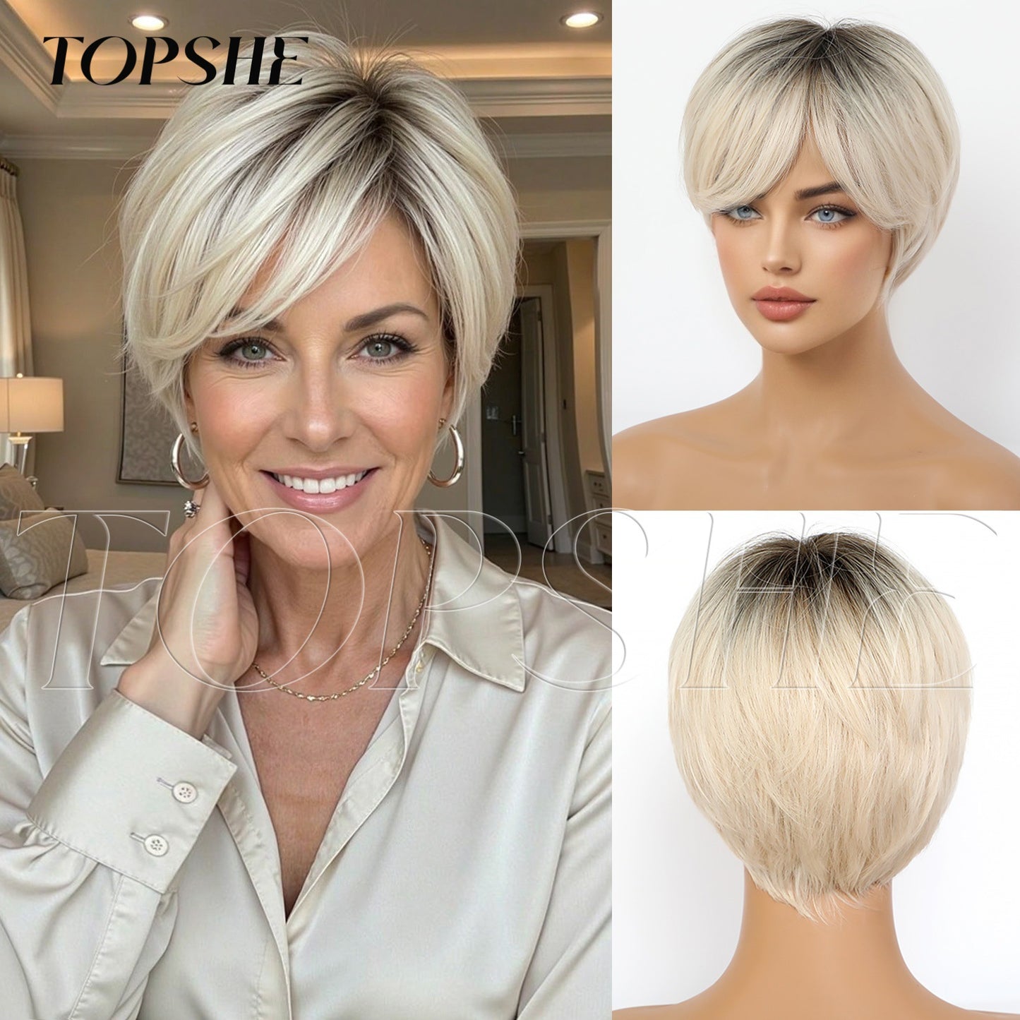 Fashion Female Natural Realistic Age Reducing Wig Short Straight Hair