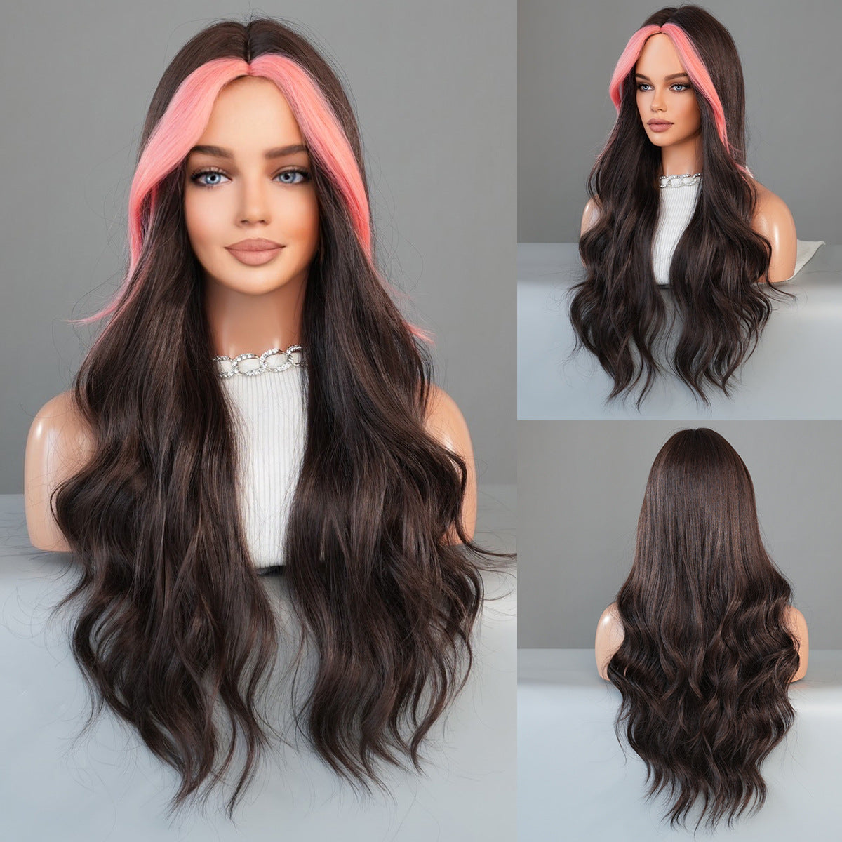 Women's Wave Highlights Purple Curly Hair Roland Chemical Wig Long Curls