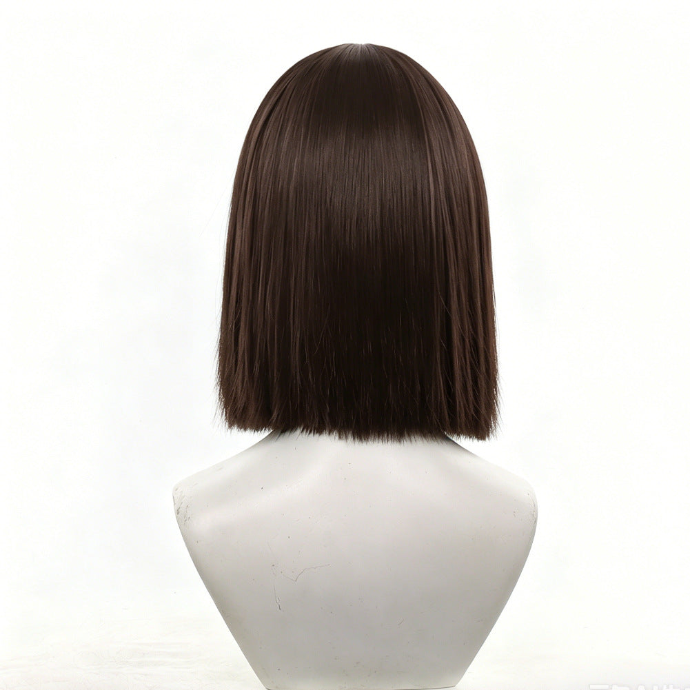 Rock Kingdom World Dark Brown Air Bangs Wave Head Cos Wig