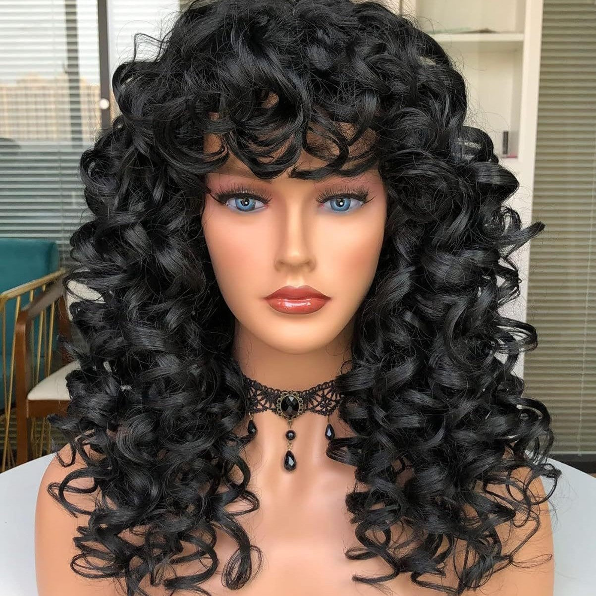 Women's African Small Volume Fiber Fluffy Short Wig Long Curls