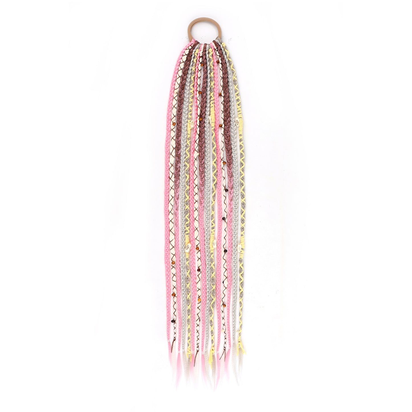 Wool Lock Beads Horse Tail Handmade Braid Hair Ring Hand-woven Wig Ponytail