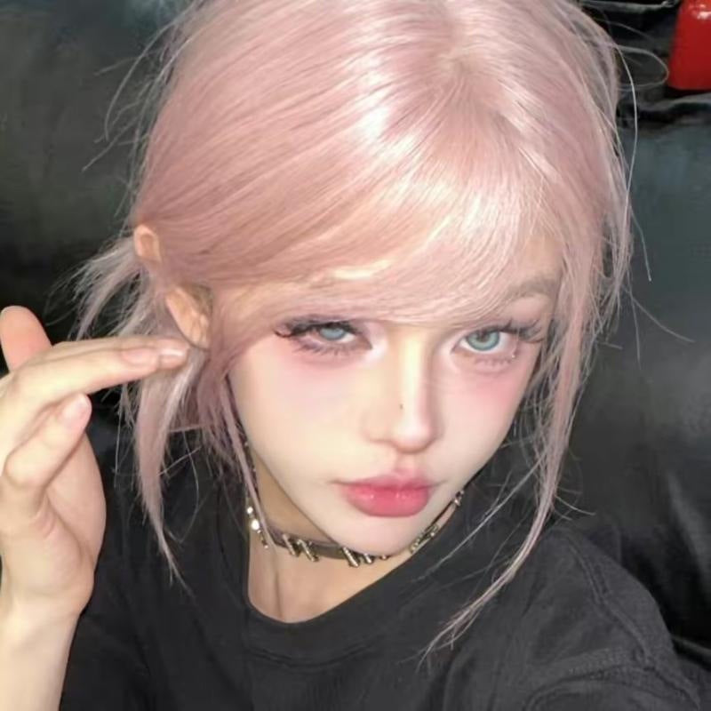 Monet Forehead Lace Pink Cool Natural Shape Wig Short Straight Hair