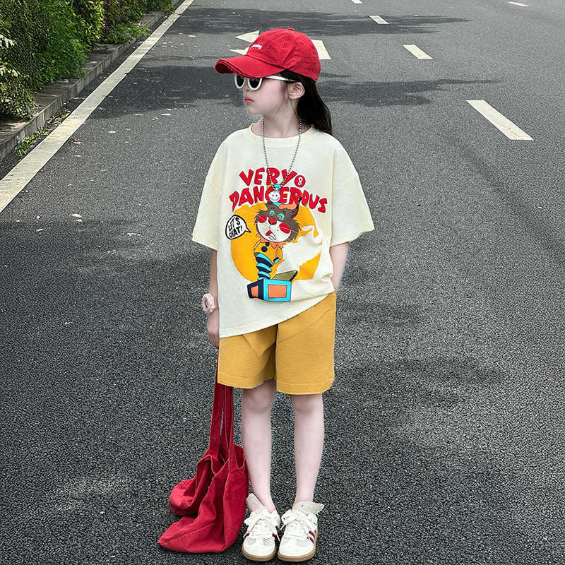 Boys Cartoon Kitten Short Sleeve Shorts Children's Suit