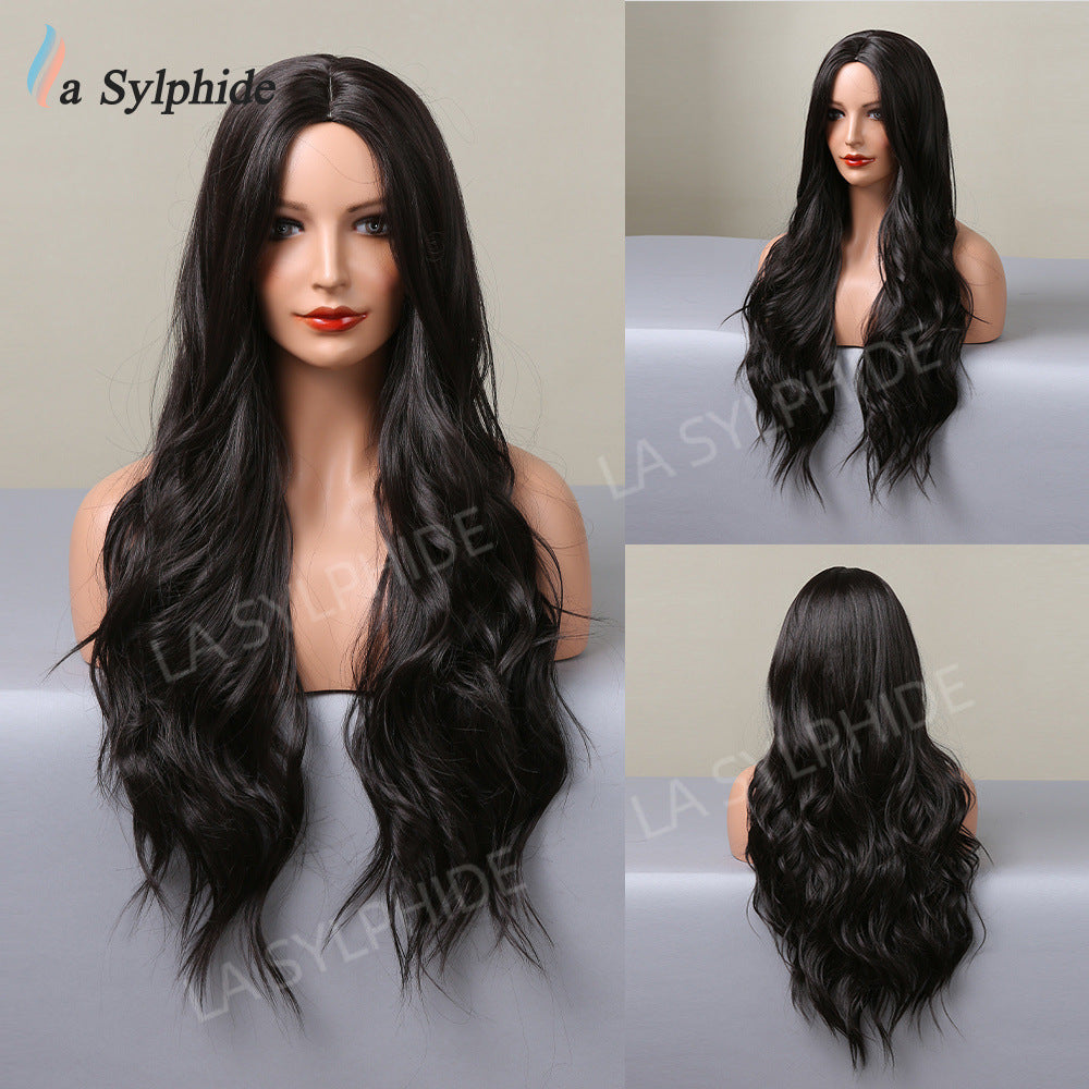 Curly Hair Partial Bangs Female Mechanism Wig Long Curls