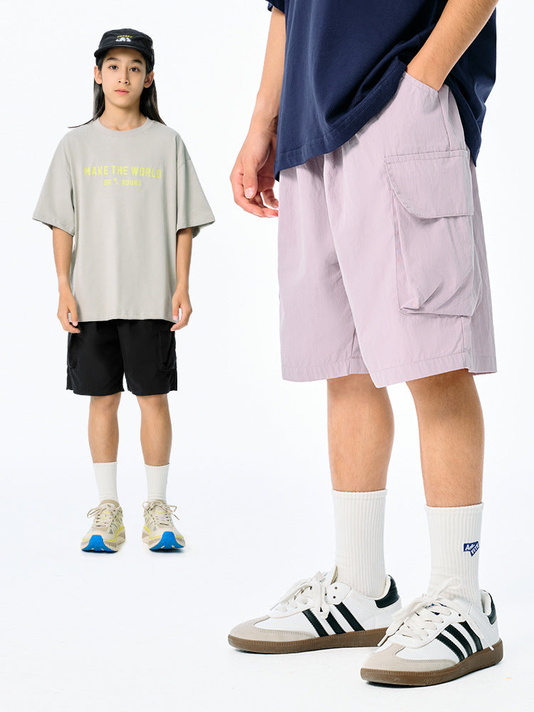 Children's Summer Retro Boys Style Thin Overalls Shorts Medium Big Children's Pants