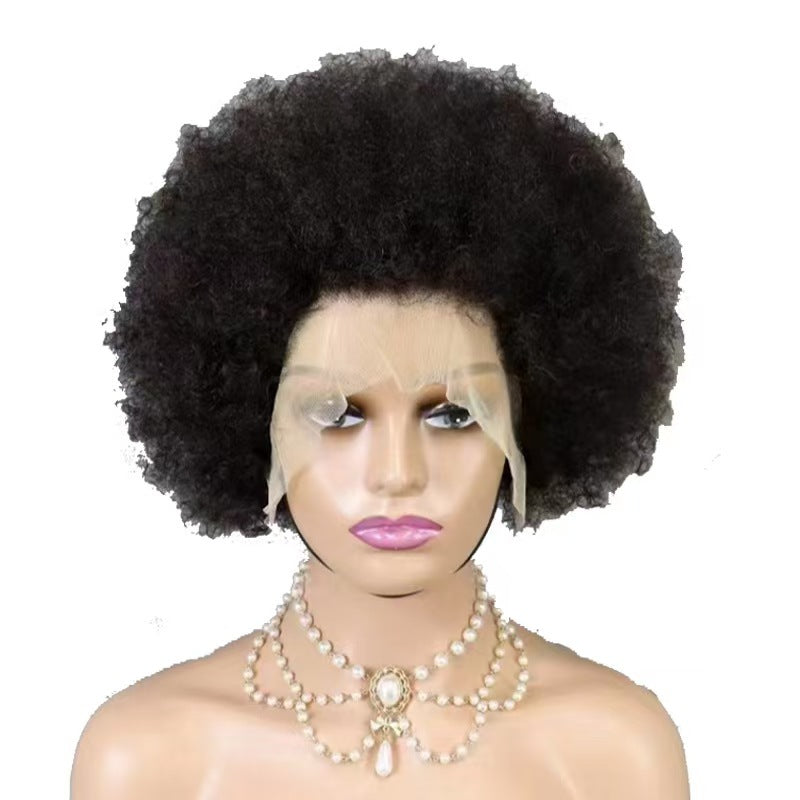 Volume African Qu Afro Human Wigs Front Wig Short Curly Hair