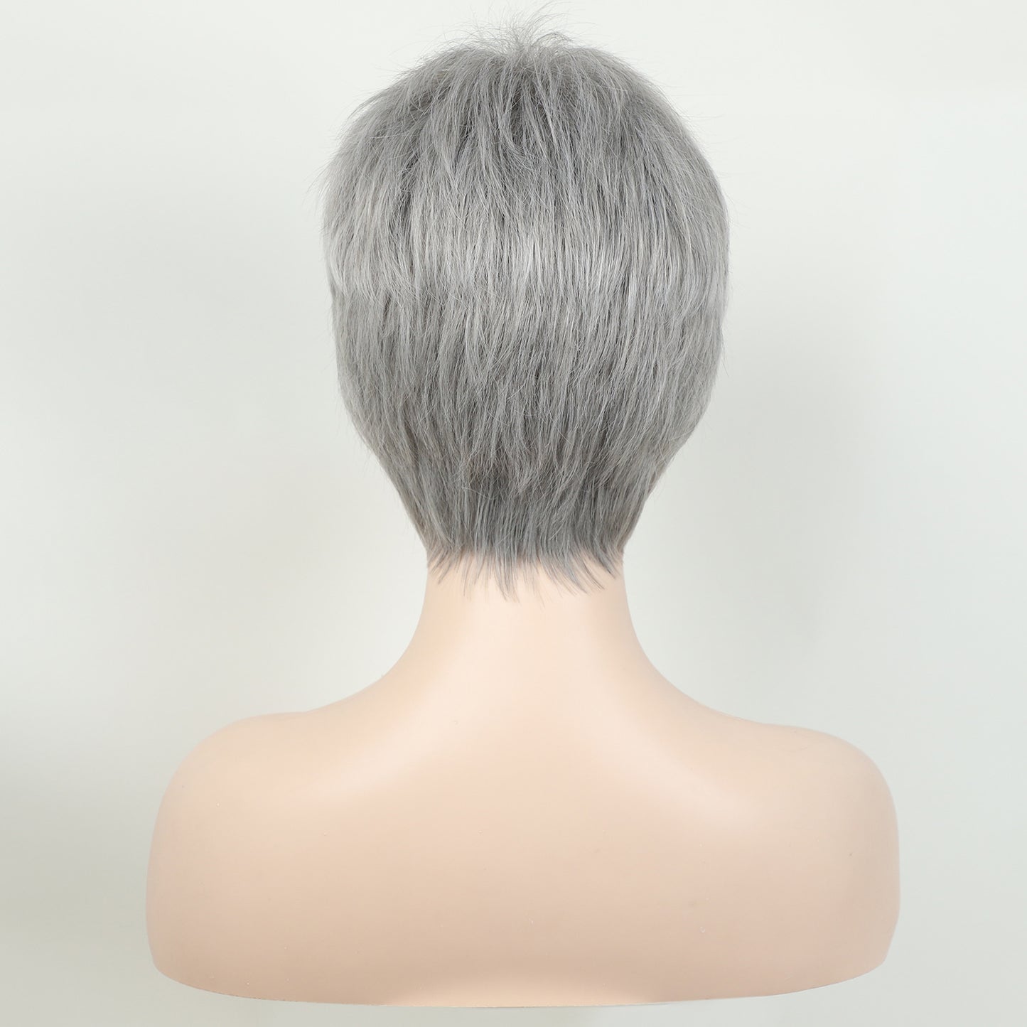 Women's Fashion Gray Mechanism Chemical Fiber Female Full Wig Short Curly Hair