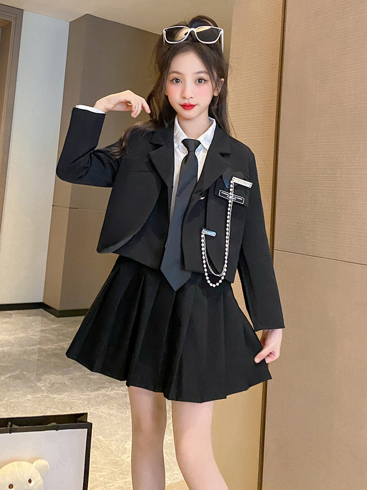 Children's Style Preppy Autumn Clothes Uniform Skirt Primary Children's Suit