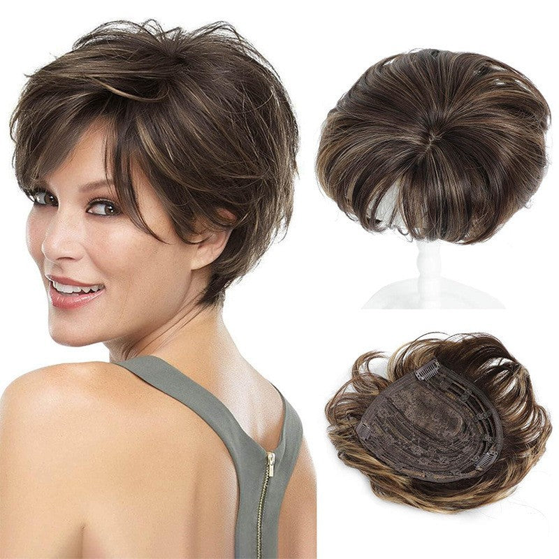 Women's Hairpiece Chemical Fiber Short Curly Increase Cover Gray Wig