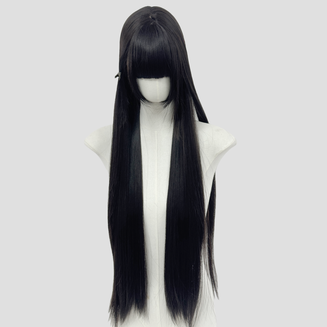 Style Female Extended Version Universal Black Long Straight Wig