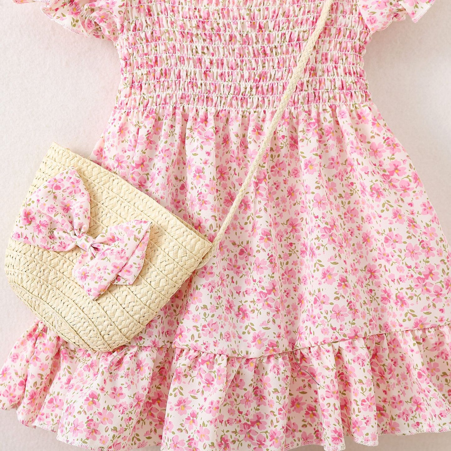 Children's Floral Summer Korean Style Fashionable Stylish Bubble Princess Children's Dress