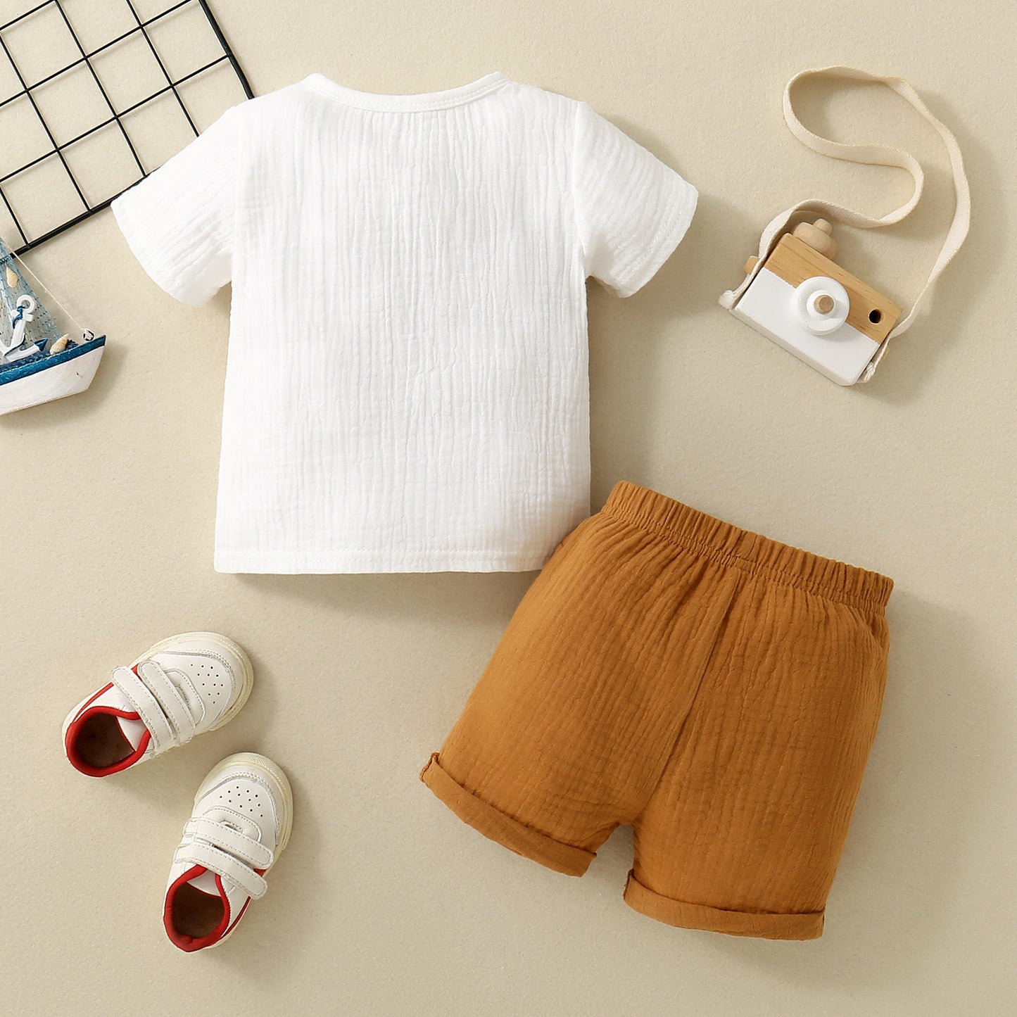 Children's Short-sleeved Shorts Two-piece Hot Word Compliance Children's Suit