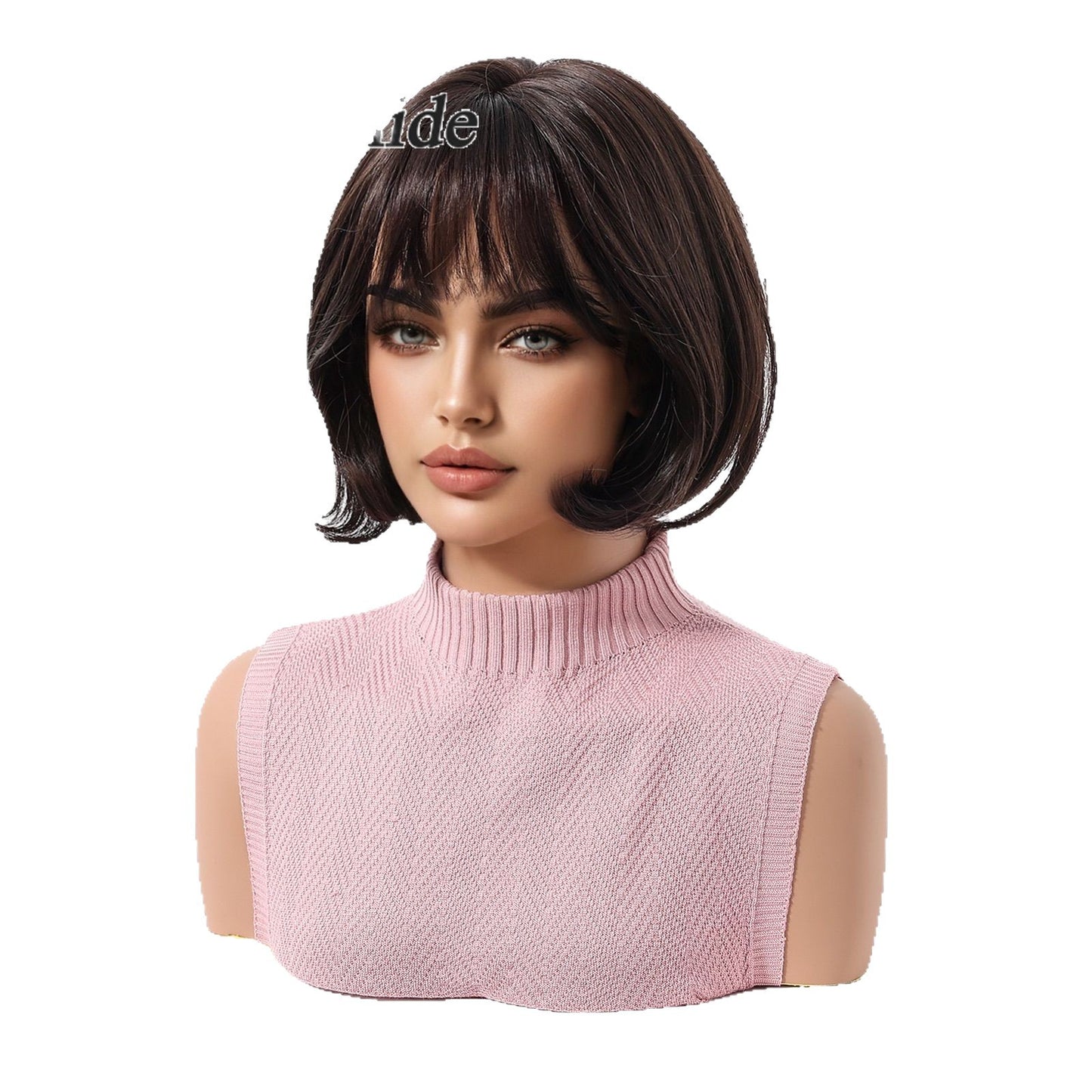 Full Head Cap Imitation Human Natural Top Wig Short Straight Hair