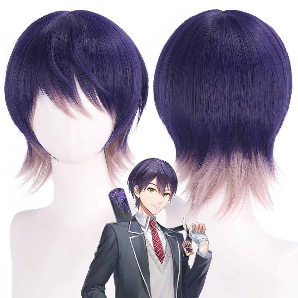 Sword Holding Knife Also Rainbow Club Cos Wig