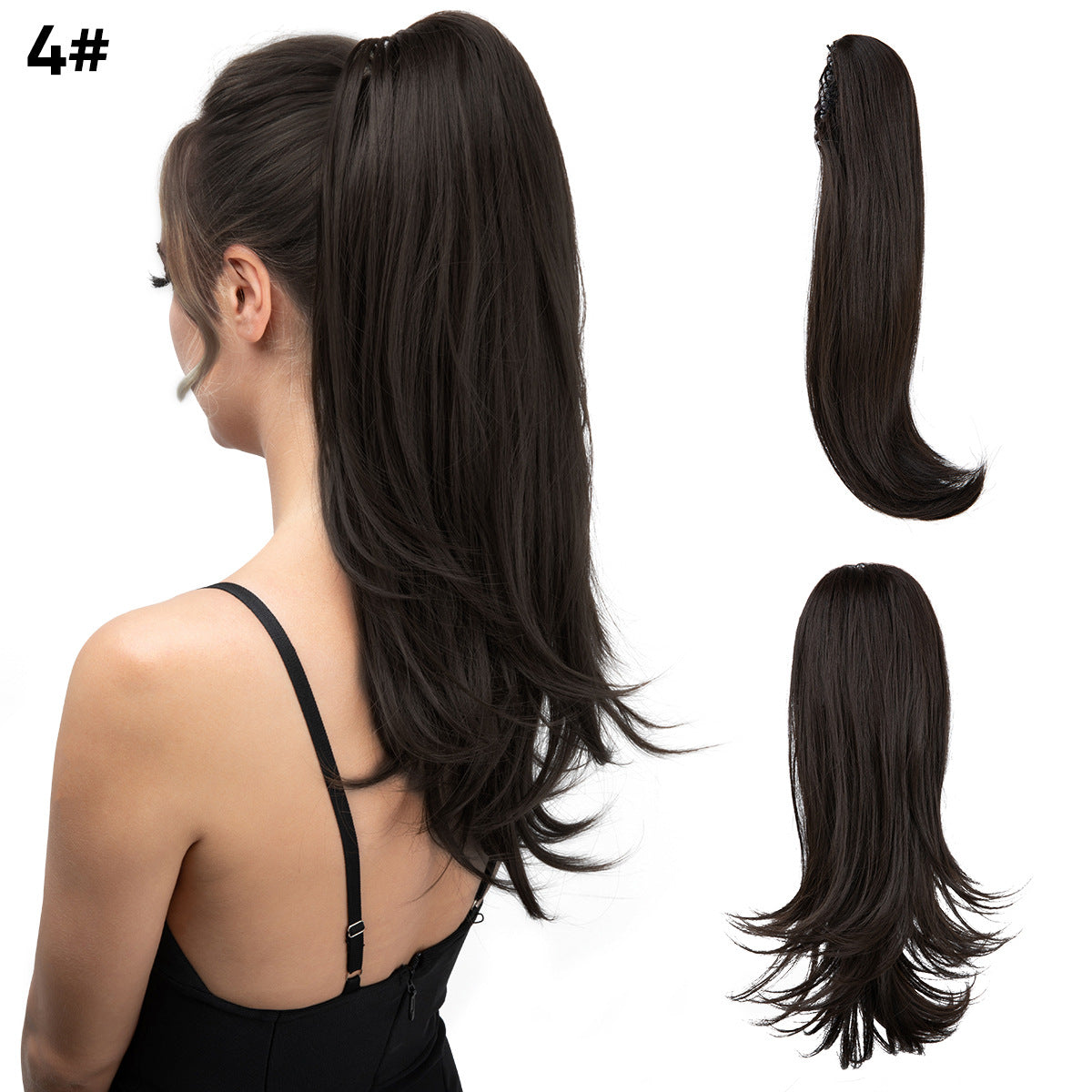 Women's Short Hair Chemical Fiber Height Natural Fluffy Long Curly Jaws Wig Ponytail