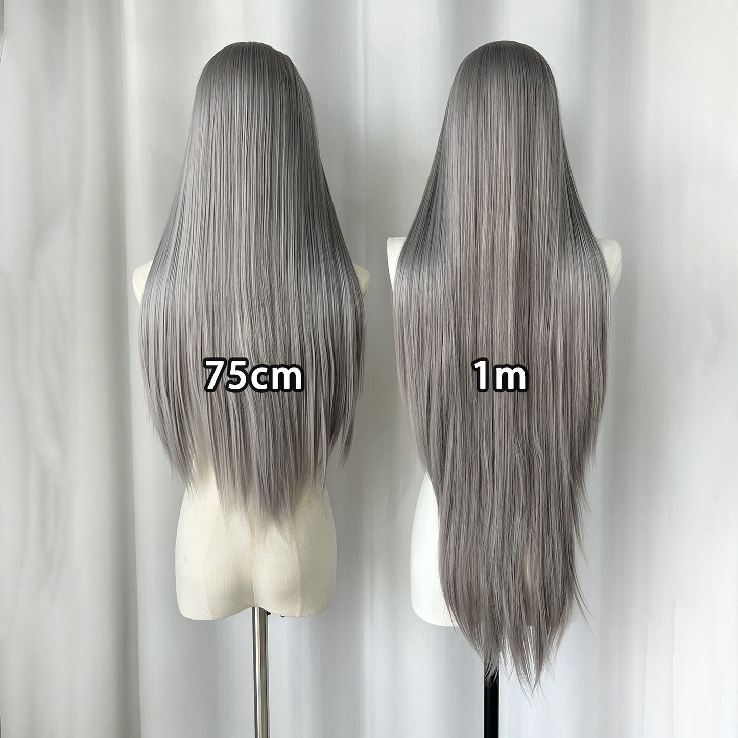 White Gray Hand Crochet Forehead Lace Female Comic Show Mao Long Straight Wig