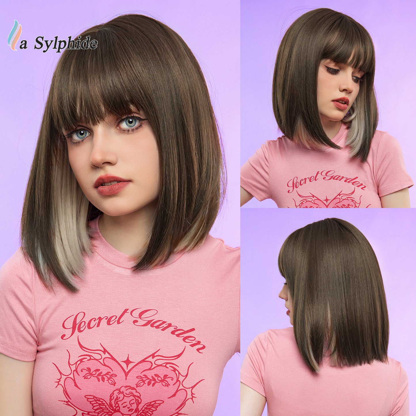 Face Natural Simulation Human Hanging Ear Dyed Wig Short Straight Hair