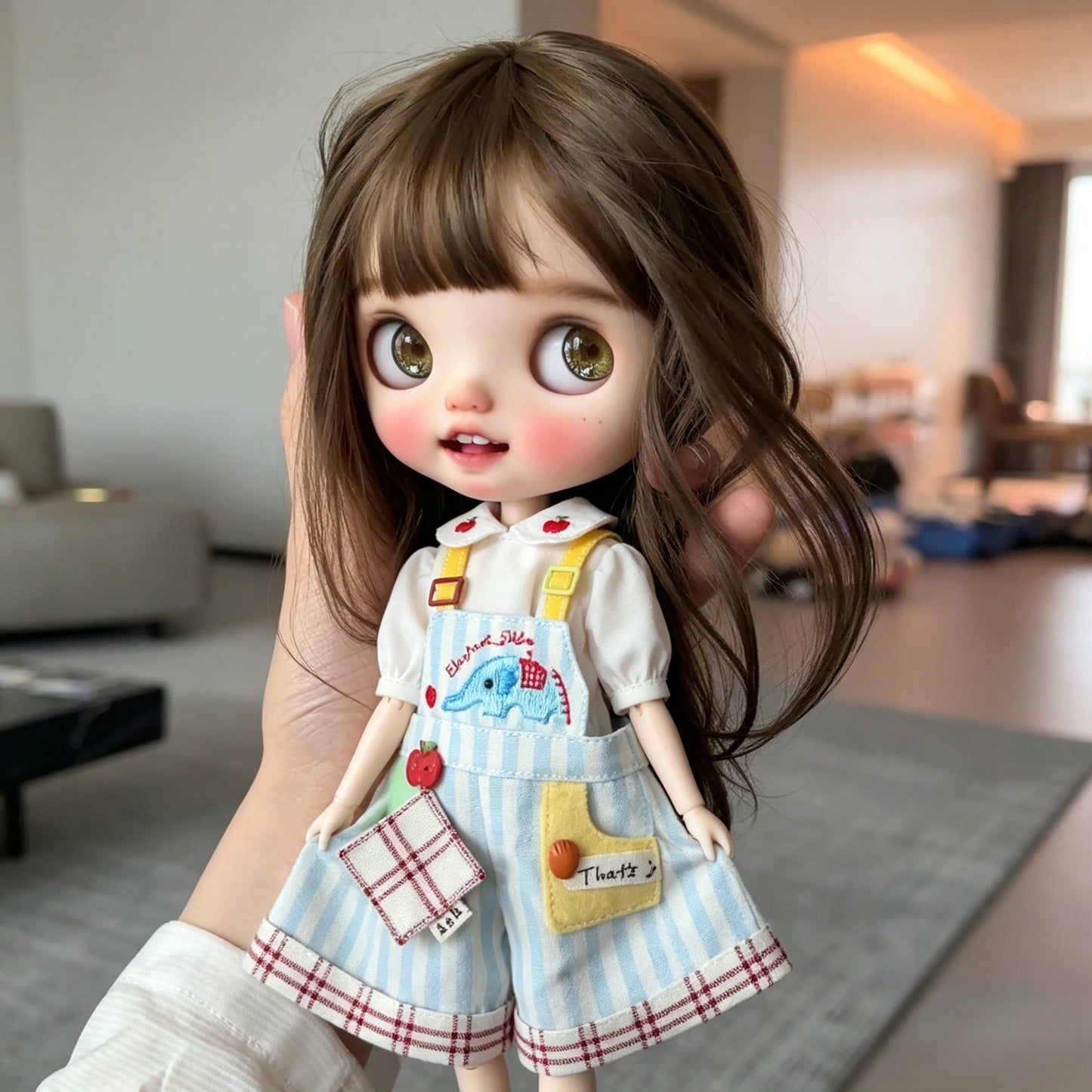 Head Straight Bangs Milk Tea Brown Cos Wig