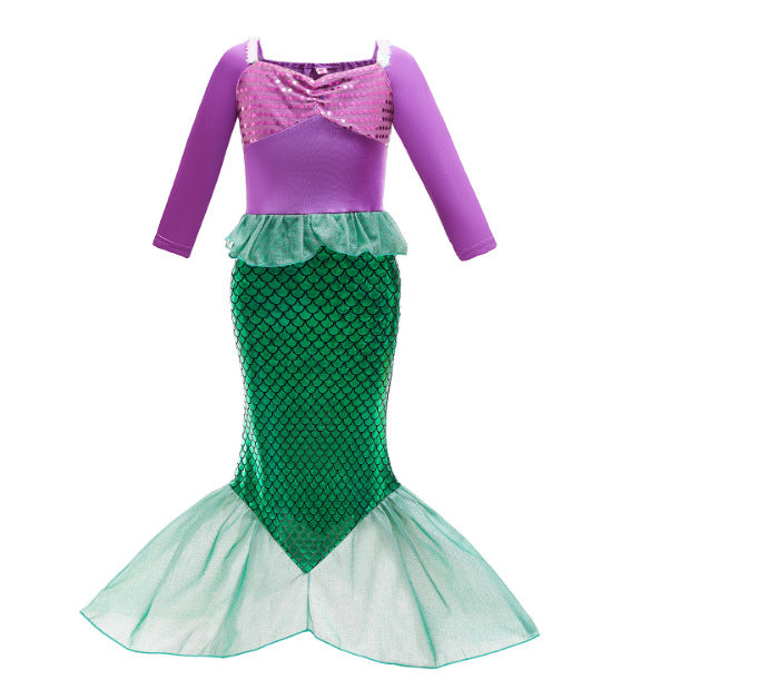 Children's Mermaid Princess Fish Tail Scale Ball Gown Children's Dress