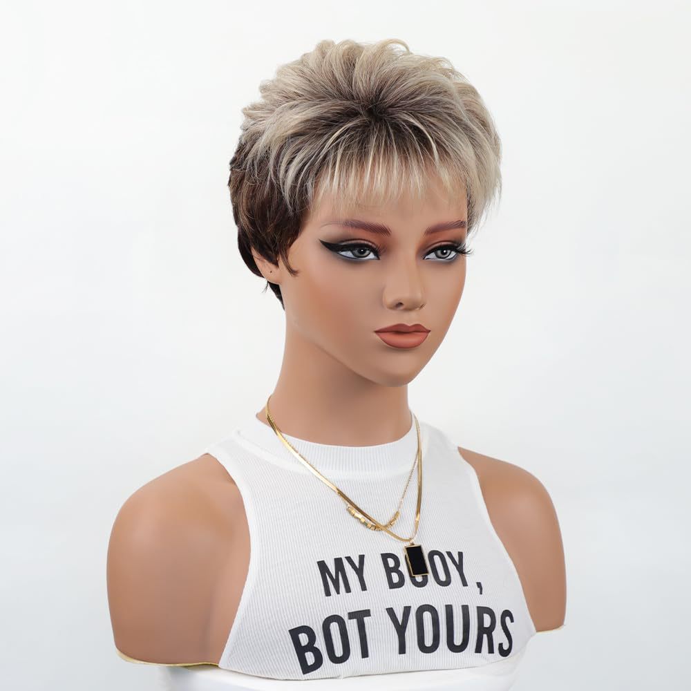 Women's Gradient Color Fashion Synthetic Wigs Rose Wig Short Straight Hair