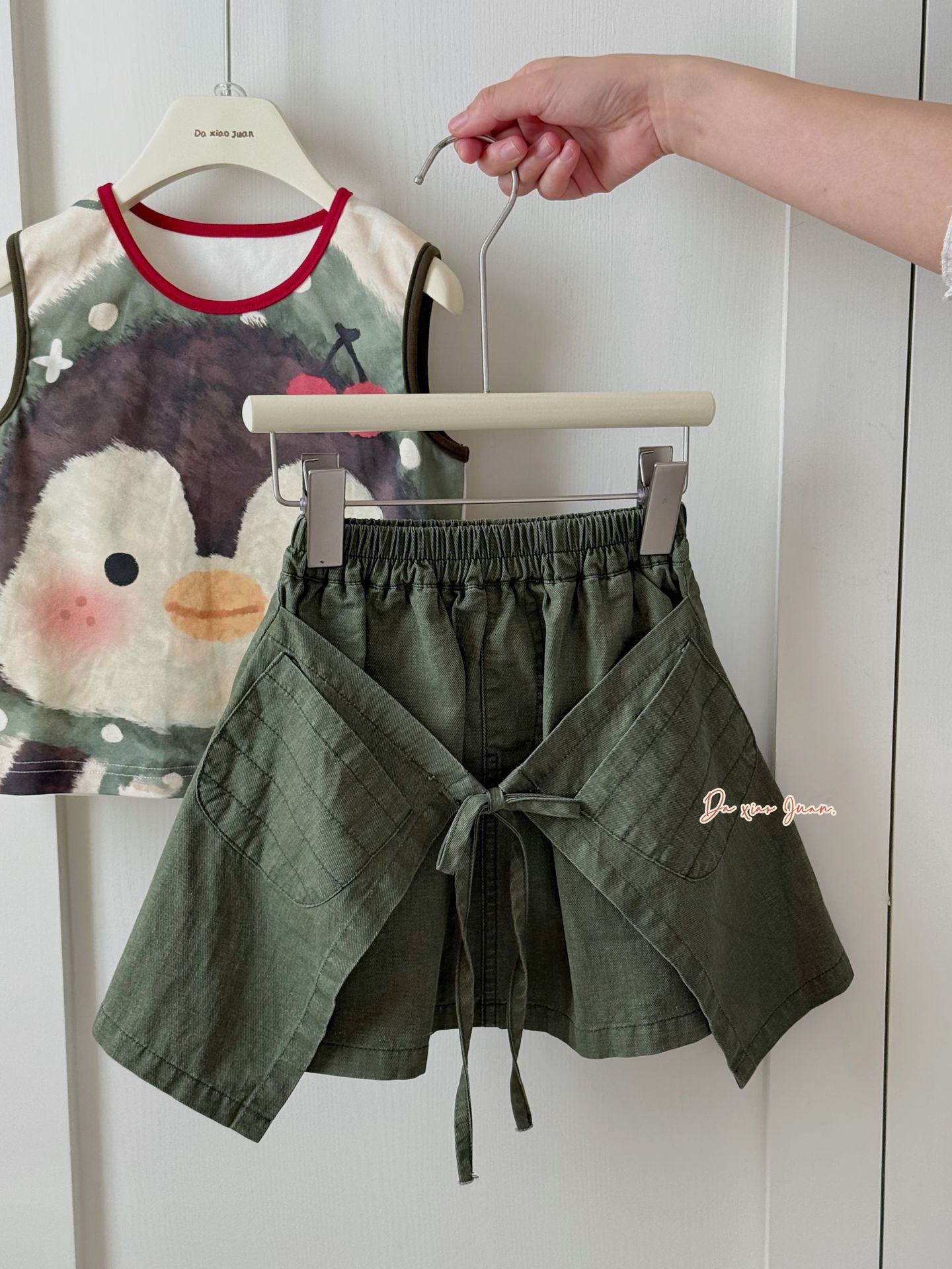 Korean Cartoon Vest Shorts Two-piece Set Children's T-shirt