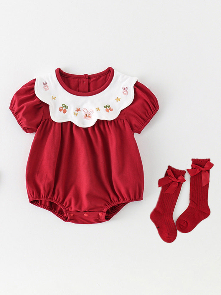 Jumpsuit Pure Cotton Summer Dress Born Days Year Short Sleeve Jumpsuit, Climbing Suit