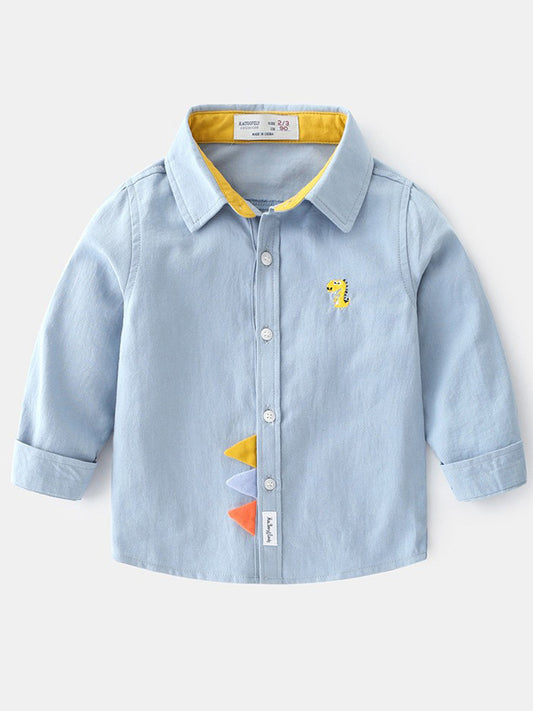 Children's Sleeve Autumn Wear Pure Cotton Boy Pu Handsome Children's Shirt