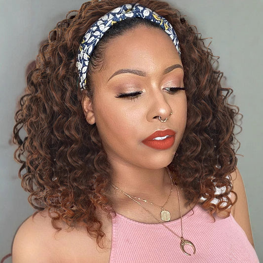 Women's Black Ice Ribbon Hand Wrapped Small Wig Short Curly Hair