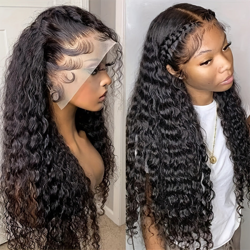 Women's African Fashion Chemical Fiber Front Lace Wig Long Curls
