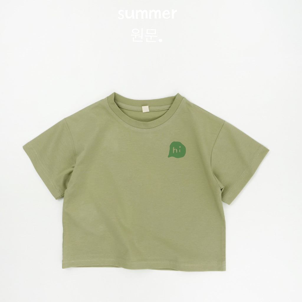 Children's Clothes For Boys Korean Style Fresh Letters Half Sleeve Shirt Children's T-shirt