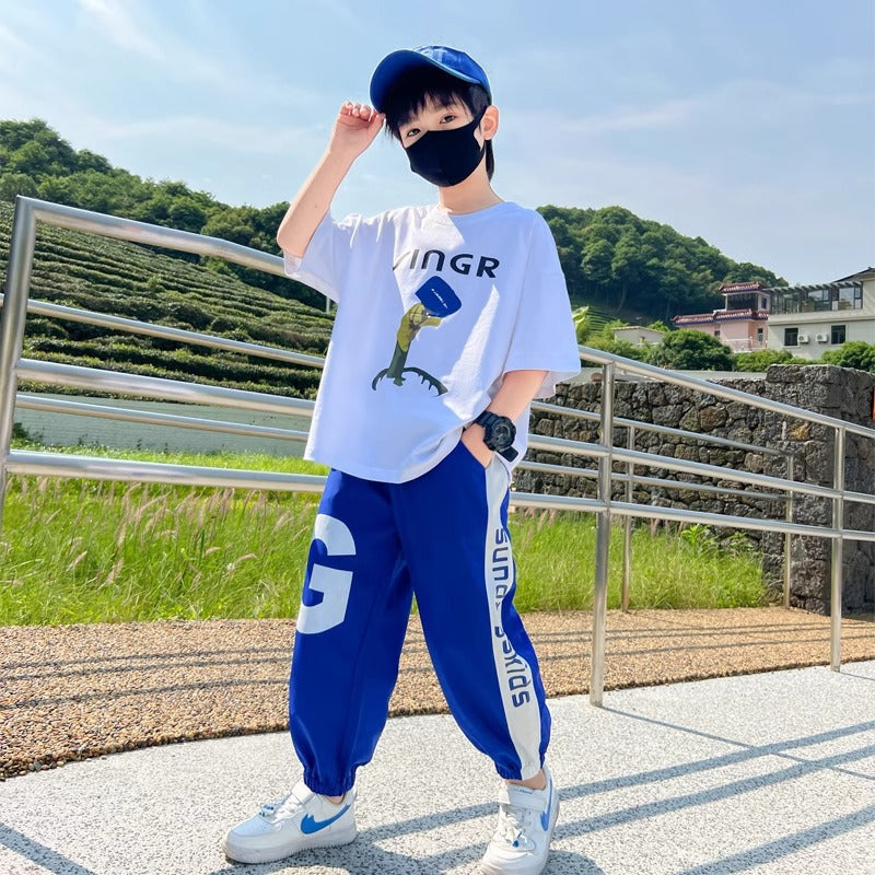 Children's Boys Summer Middle Big Short Sleeve Fashionable Children's Suit
