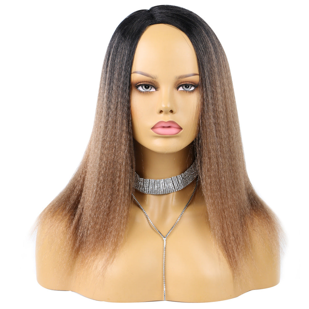 Chemical Fiber Brushed Headgear Curved Mechanism Long Straight Wig